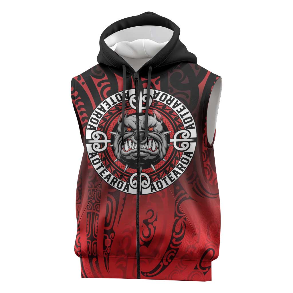 Aotearoa Bulldog Sleeveless Zip Hoodie New Zealand Kowhaiwhai Tribal LT9