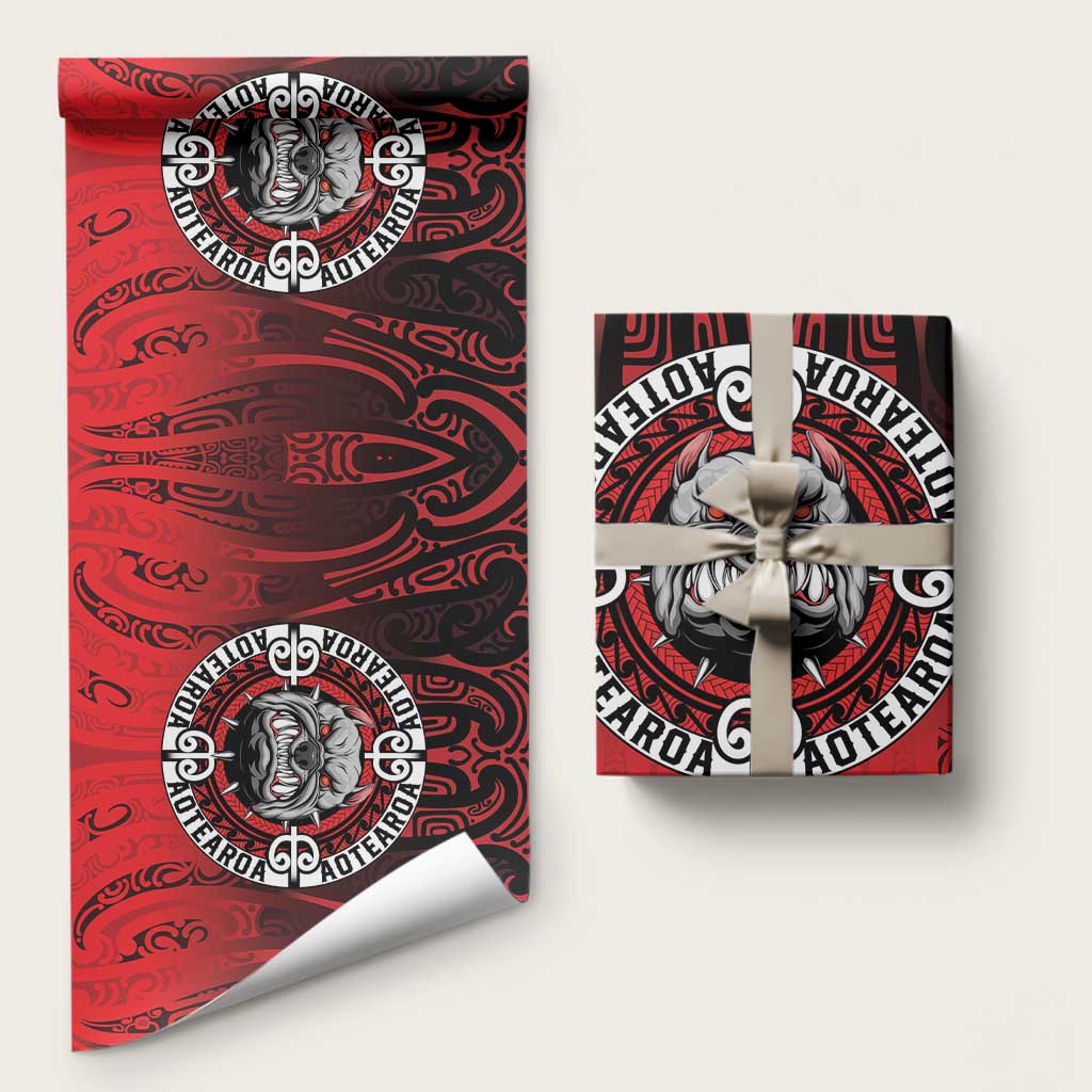 Aotearoa Bulldog Wrapping Paper New Zealand Kowhaiwhai Tribal - Polynesian Pride