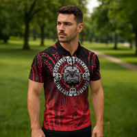 Aotearoa Bulldog Zipper Polo Shirt New Zealand Kowhaiwhai Tribal - Polynesian Pride