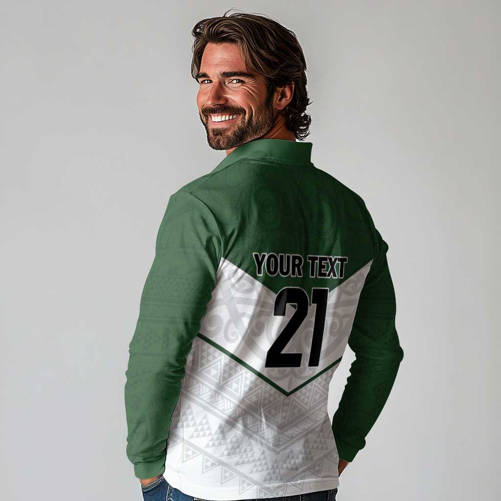 Custom New Zealand Maori Niho Taniwha Long Sleeve Polo Shirt