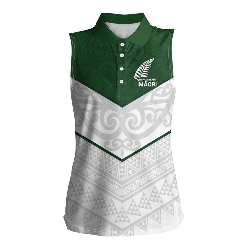 Custom New Zealand Maori Niho Taniwha Women Sleeveless Polo Shirt