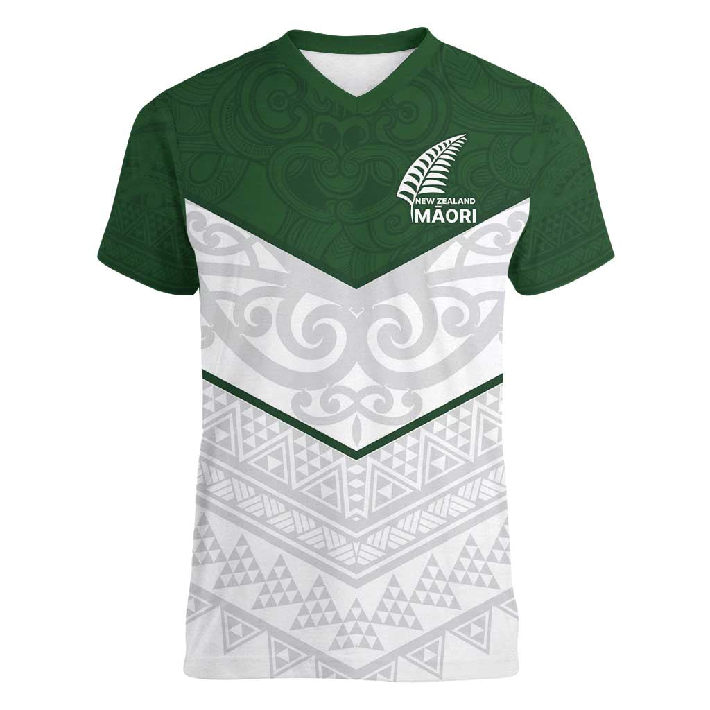 Custom New Zealand Maori Niho Taniwha Women V-Neck T-Shirt