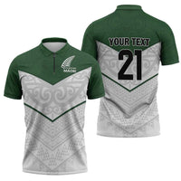 Custom New Zealand Maori Niho Taniwha Zipper Polo Shirt - Polynesian Pride