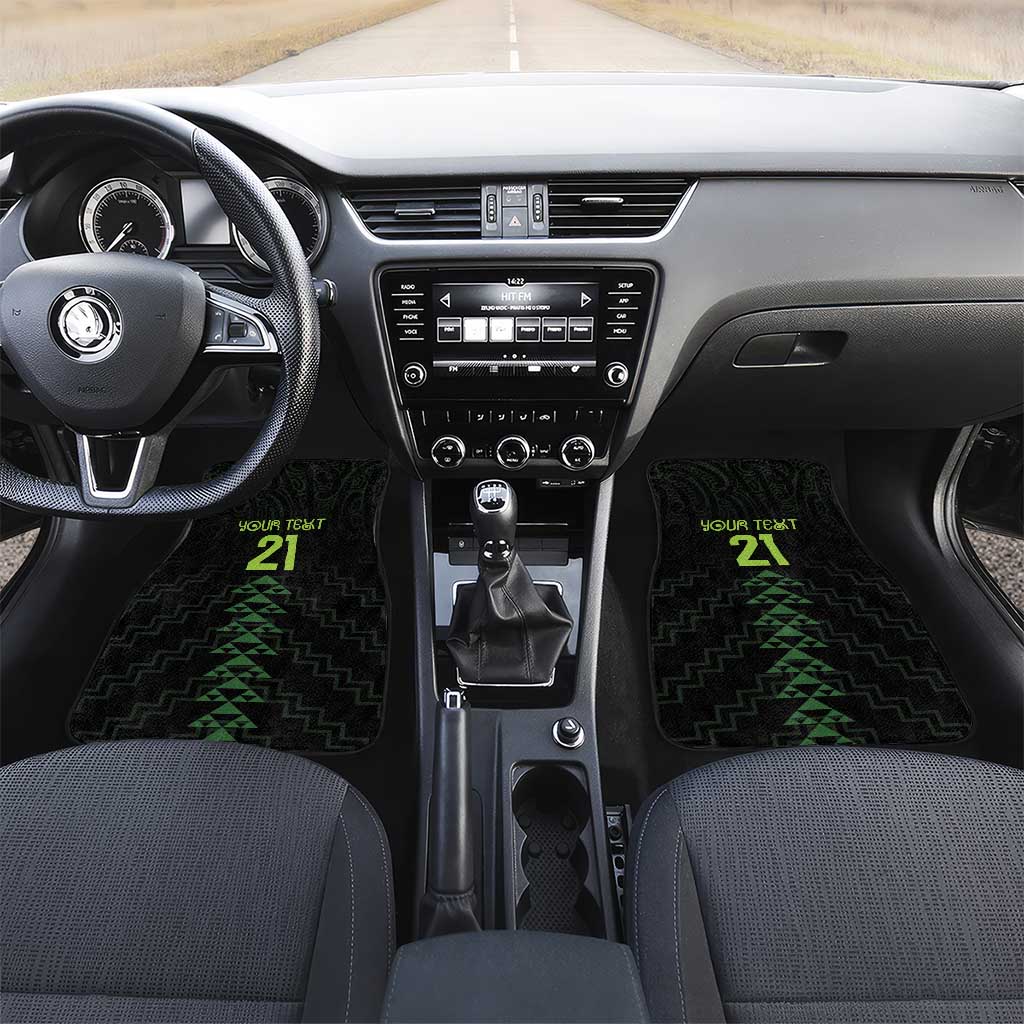 Custom New Zealand Maori Koru Koiri Motif Car Mats LT9 Set 2pcs - Front Green - Polynesian Pride
