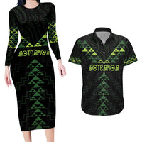 Custom New Zealand Maori Koru Koiri Motif Couples Matching Long Sleeve Bodycon Dress and Hawaiian Shirt