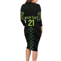 Custom New Zealand Maori Koru Koiri Motif Family Matching Long Sleeve Bodycon Dress and Hawaiian Shirt