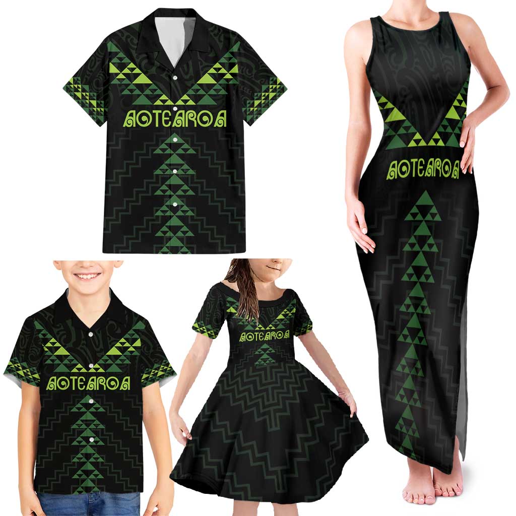 Custom New Zealand Maori Koru Koiri Motif Family Matching Tank Maxi Dress and Hawaiian Shirt