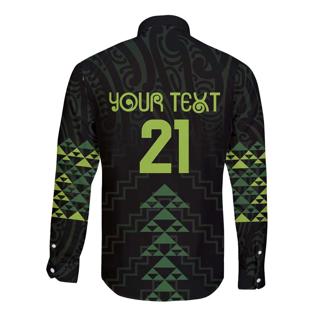 Custom New Zealand Maori Koru Koiri Motif Long Sleeve Button Shirt
