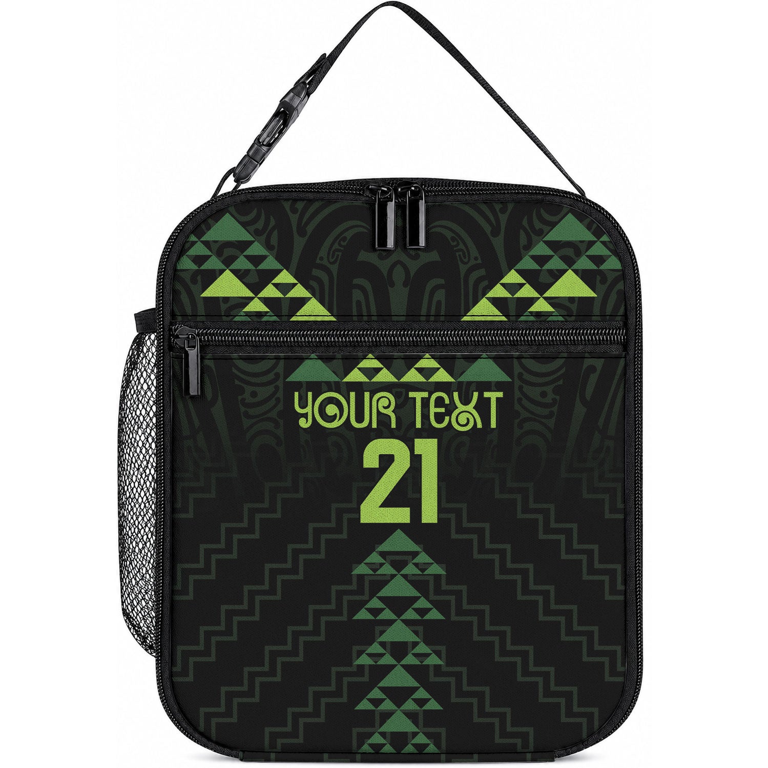 Custom New Zealand Maori Koru Koiri Motif Lunch Bag LT9 10.2 × 8.3 × 4.3 inch Green - Polynesian Pride