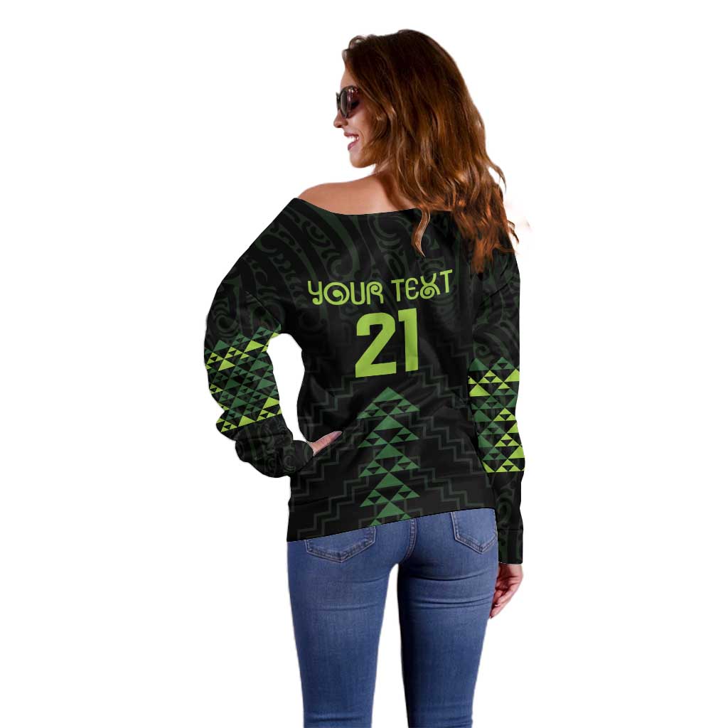 Custom New Zealand Maori Koru Koiri Motif Off Shoulder Sweater