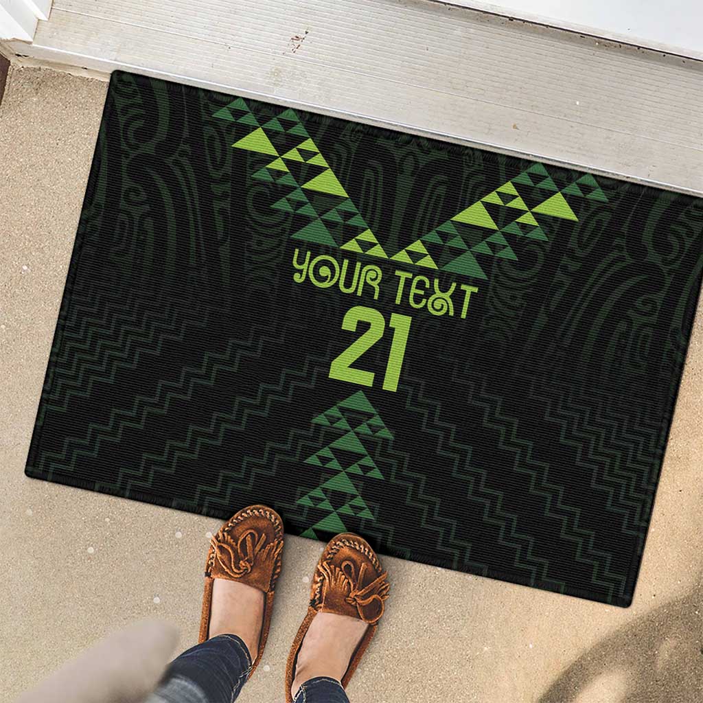 Custom New Zealand Maori Koru Koiri Motif Rubber Doormat