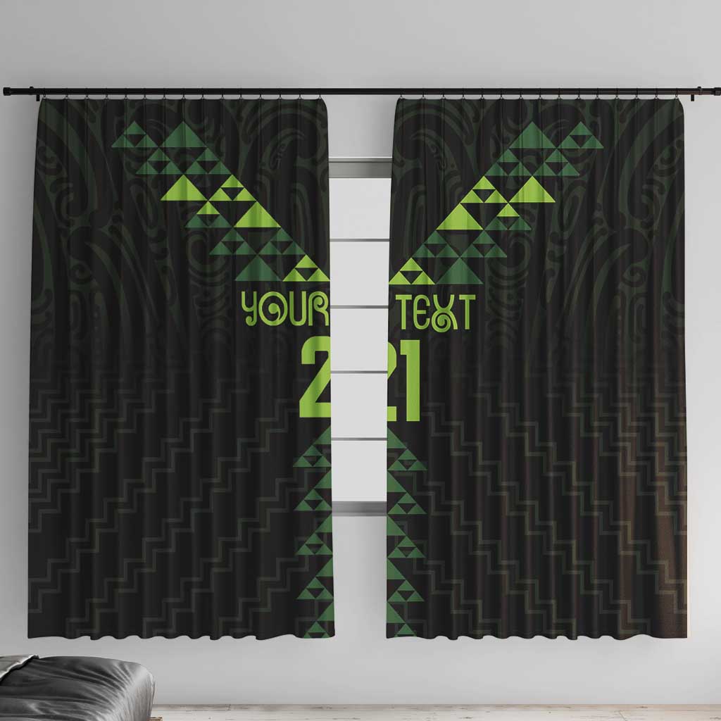 Custom New Zealand Maori Koru Koiri Motif Window Curtain LT9 With Hooks Green - Polynesian Pride