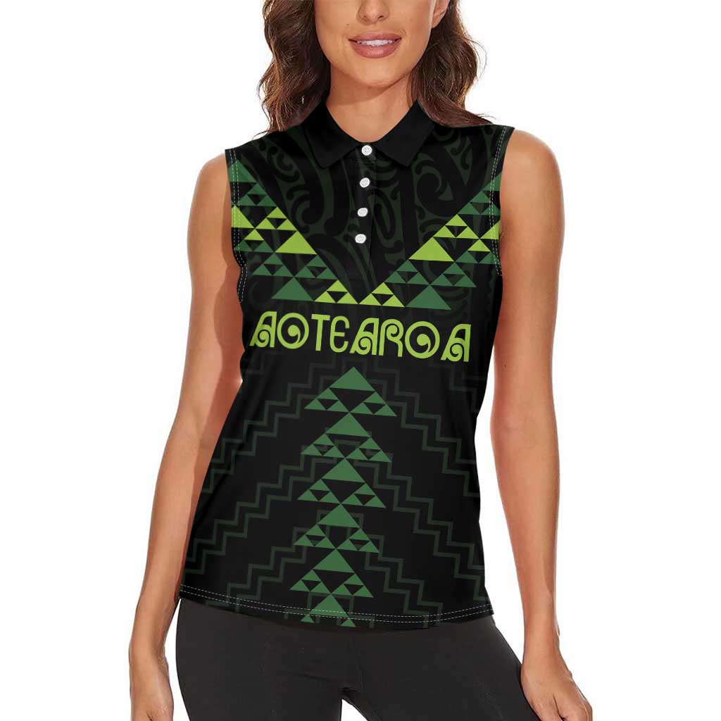 Custom New Zealand Maori Koru Koiri Motif Women Sleeveless Polo Shirt