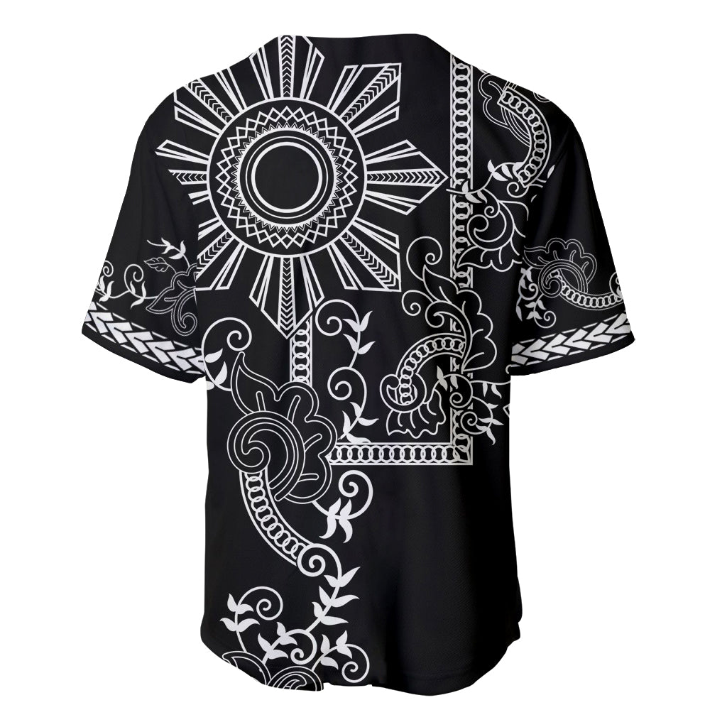 Filipino Sun Tribal Tattoo Baseball Jersey Philippines Inspired Barong Simple Black
