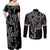 Filipino Sun Tribal Tattoo Couples Matching Off Shoulder Maxi Dress and Long Sleeve Button Shirt Philippines Inspired Barong Simple Black