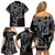 Filipino Sun Tribal Tattoo Family Matching Off Shoulder Short Dress and Hawaiian Shirt Philippines Inspired Barong Simple Black