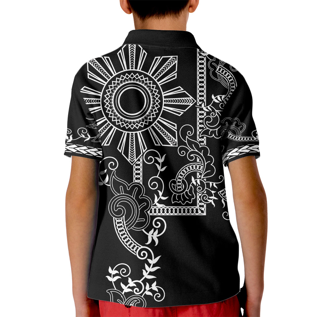 Filipino Sun Tribal Tattoo Kid Polo Shirt Philippines Inspired Barong Simple Black