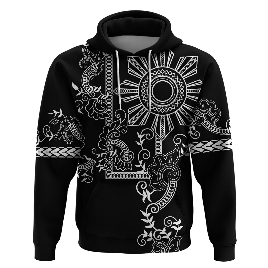 Filipino Sun Tribal Tattoo Zip Hoodie Philippines Inspired Barong Simple Black