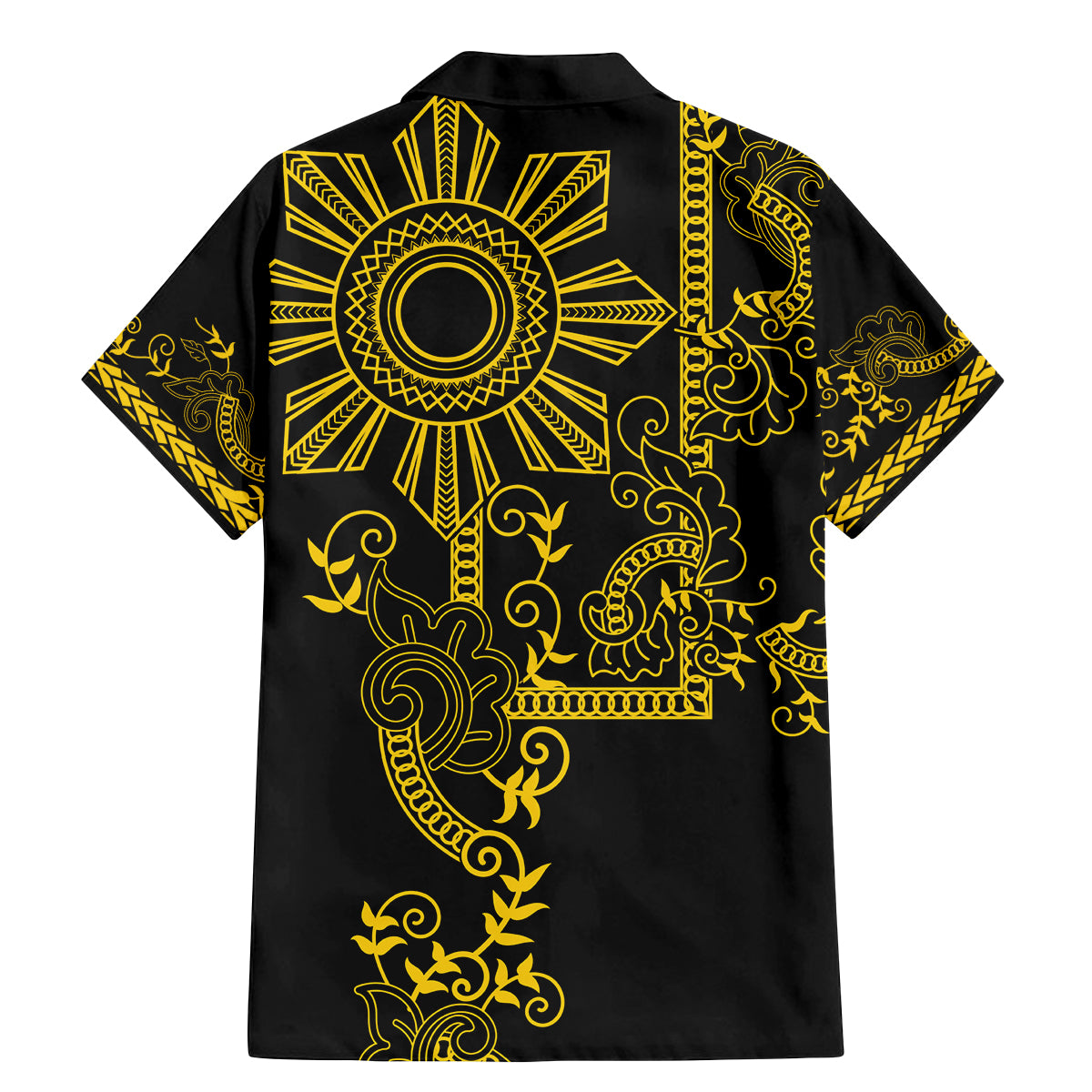Filipino Sun Tribal Tattoo Family Matching Mermaid Dress and Hawaiian Shirt Philippines Inspired Barong Simple Gold