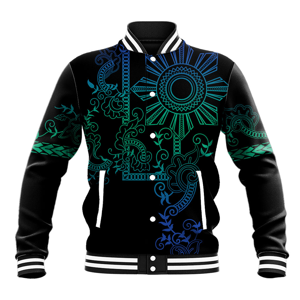 Filipino Sun Tribal Tattoo Baseball Jacket Philippines Inspired Barong Blue Art