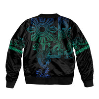 Filipino Sun Tribal Tattoo Bomber Jacket Philippines Inspired Barong Blue Art
