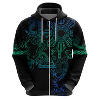 Filipino Sun Tribal Tattoo Zip Hoodie Philippines Inspired Barong Blue Art