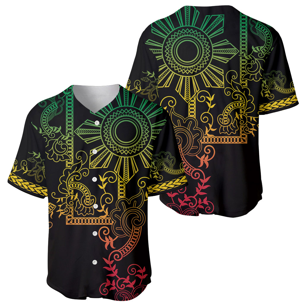 Filipino Sun Tribal Tattoo Baseball Jersey Philippines Inspired Barong Reggae Art