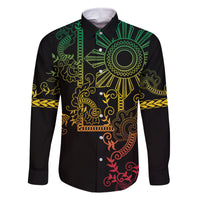 Filipino Sun Tribal Tattoo Family Matching Summer Maxi Dress and Hawaiian Shirt Philippines Inspired Barong Reggae Art