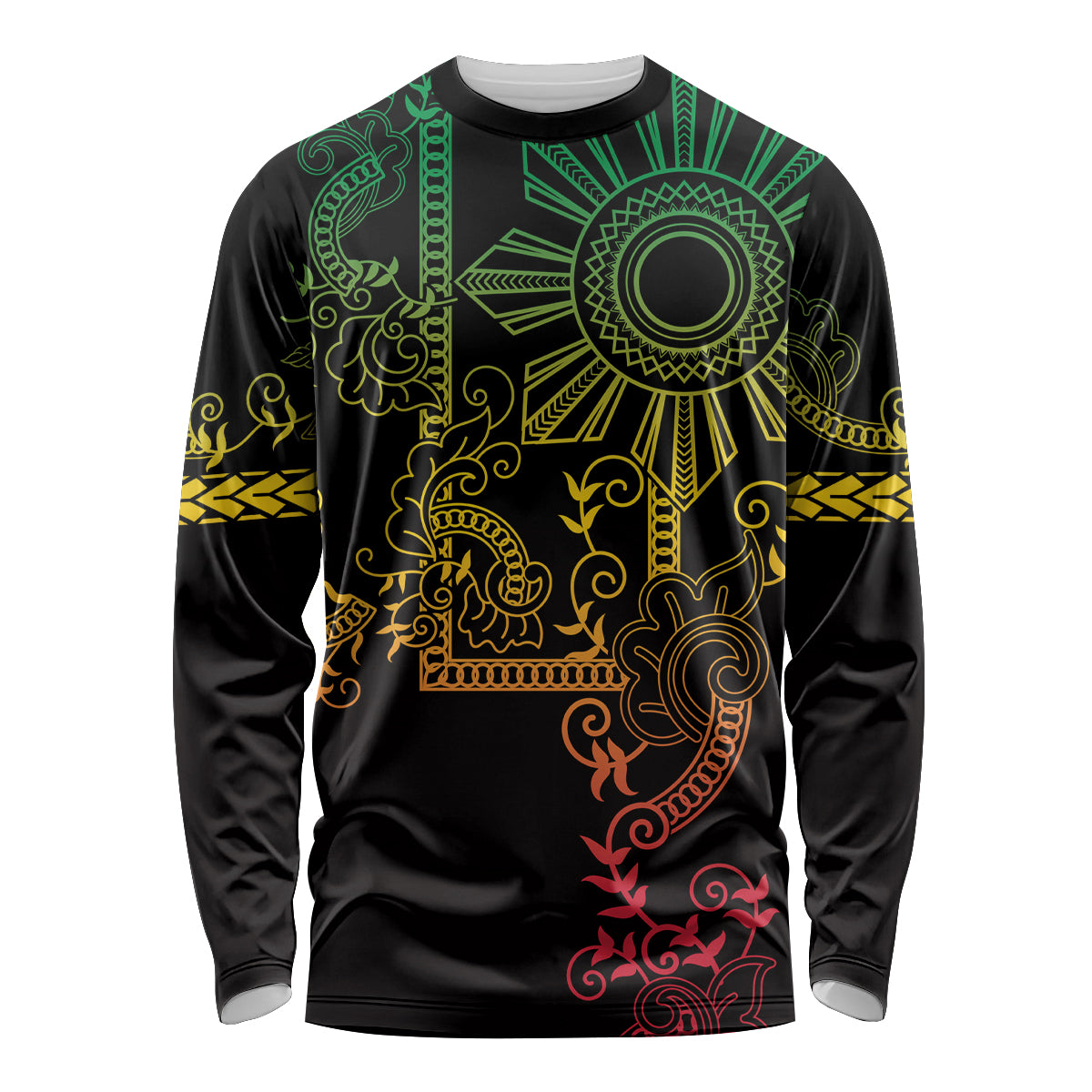 Filipino Sun Tribal Tattoo Long Sleeve Shirt Philippines Inspired Barong Reggae Art