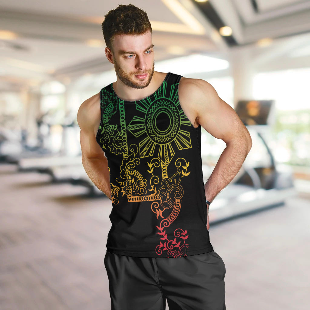 Filipino Sun Tribal Tattoo Men Tank Top Philippines Inspired Barong Reggae Art