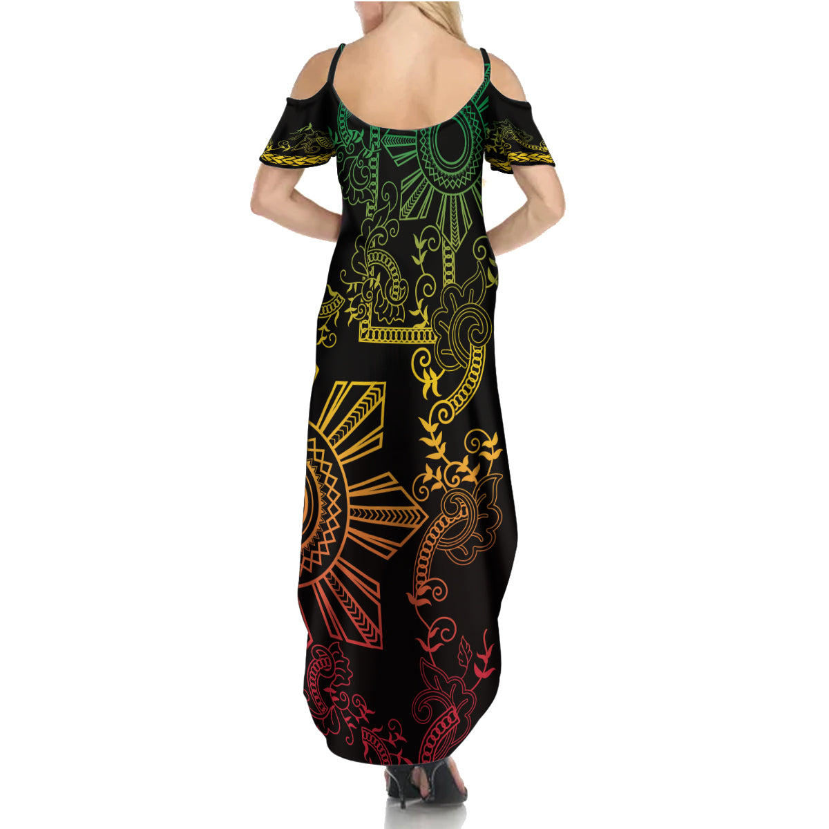 Filipino Sun Tribal Tattoo Summer Maxi Dress Philippines Inspired Barong Reggae Art