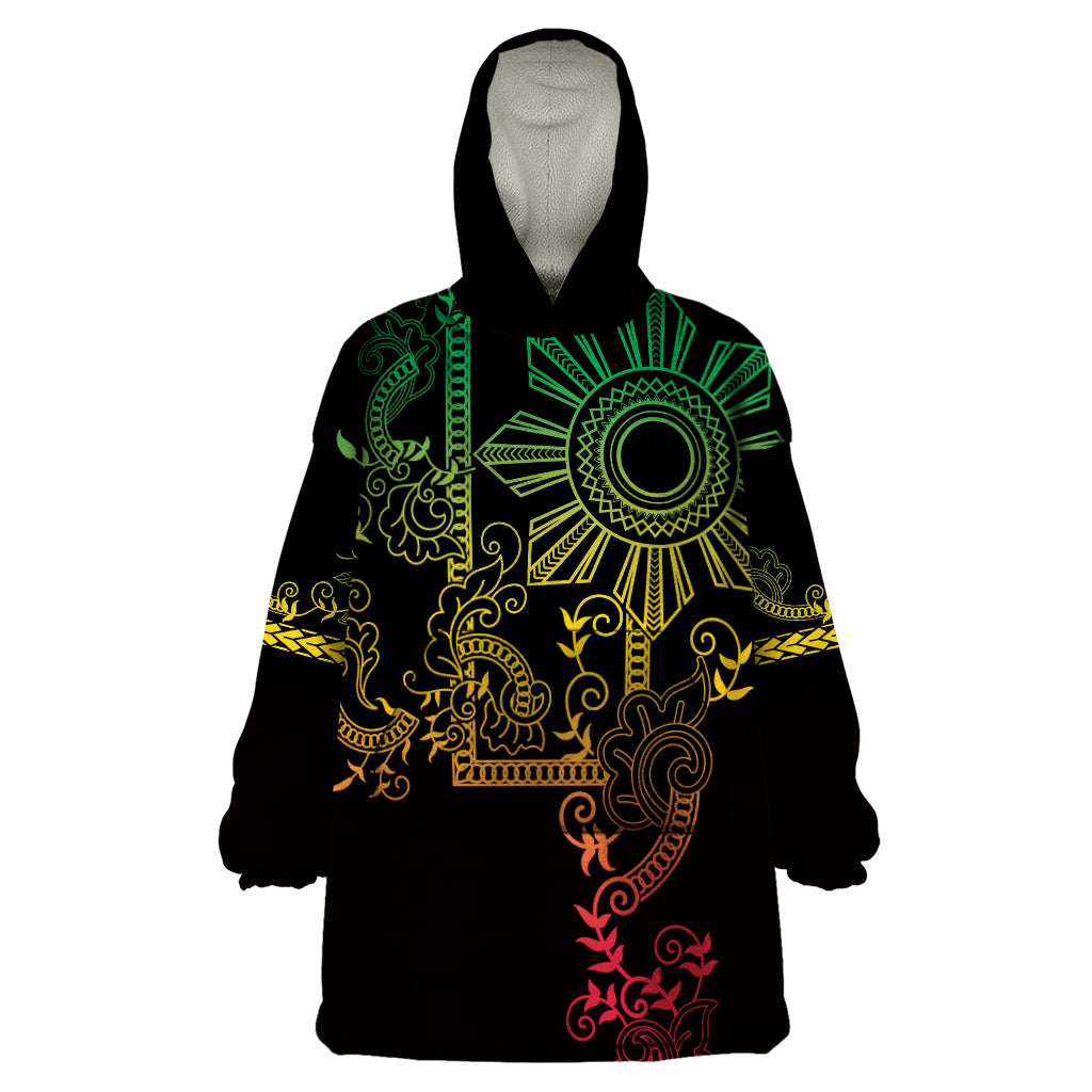 Filipino Sun Tribal Tattoo Wearable Blanket Hoodie Philippines Inspired Barong Reggae Art