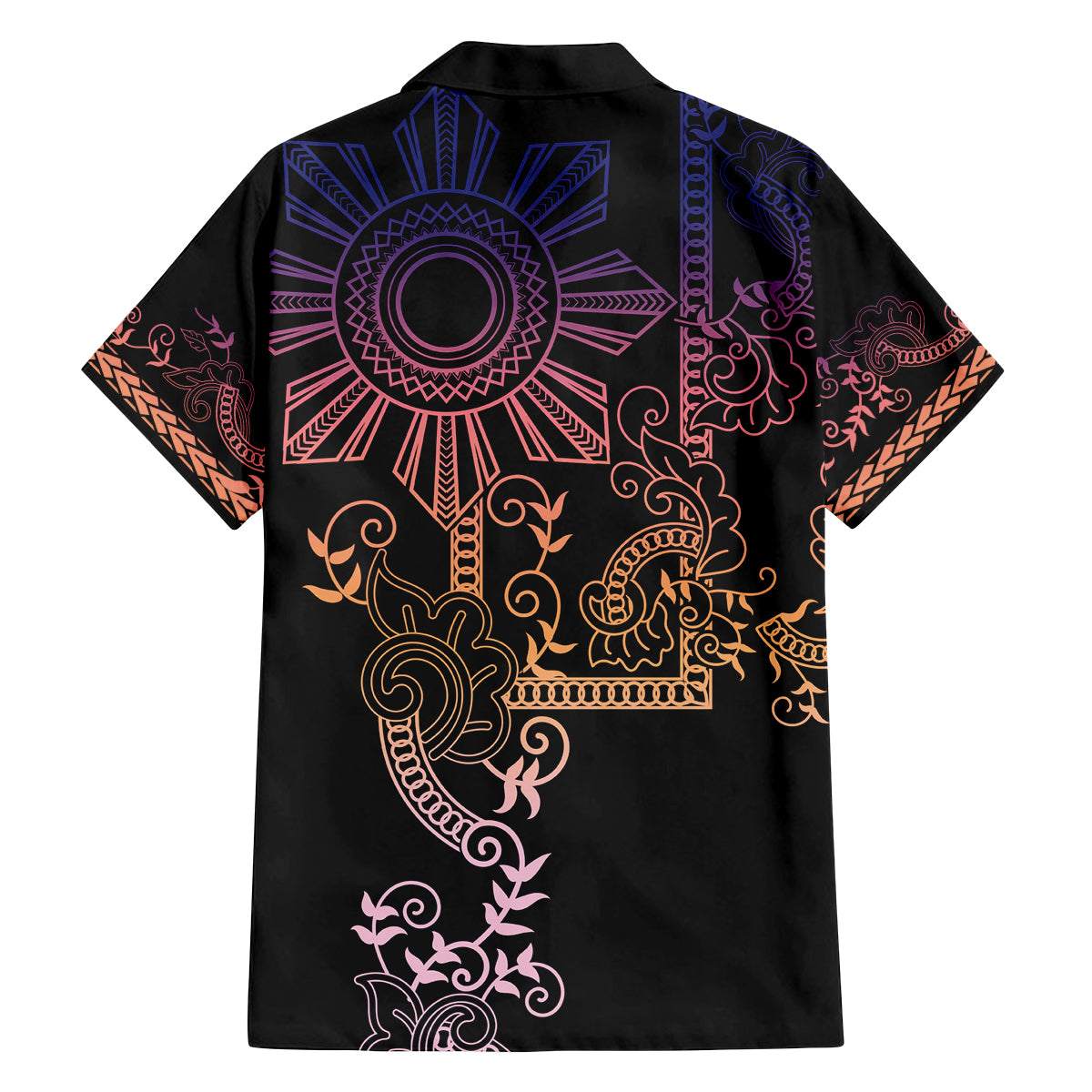 Filipino Sun Tribal Tattoo Family Matching Long Sleeve Bodycon Dress and Hawaiian Shirt Philippines Inspired Barong Pink Art