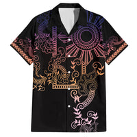 Filipino Sun Tribal Tattoo Family Matching Puletasi and Hawaiian Shirt Philippines Inspired Barong Pink Art