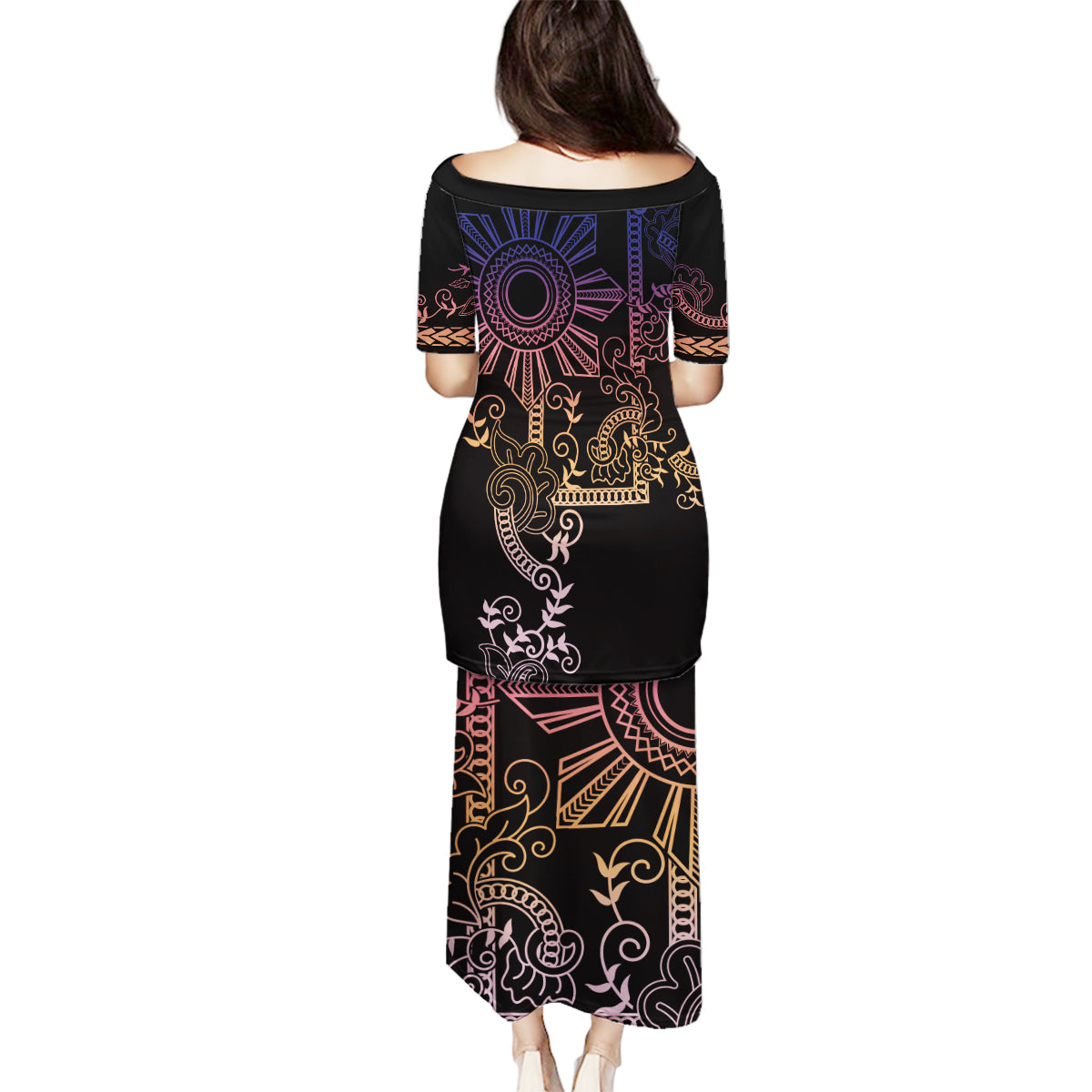 Filipino Sun Tribal Tattoo Family Matching Puletasi and Hawaiian Shirt Philippines Inspired Barong Pink Art