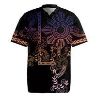 Filipino Sun Tribal Tattoo Rugby Jersey Philippines Inspired Barong Pink Art