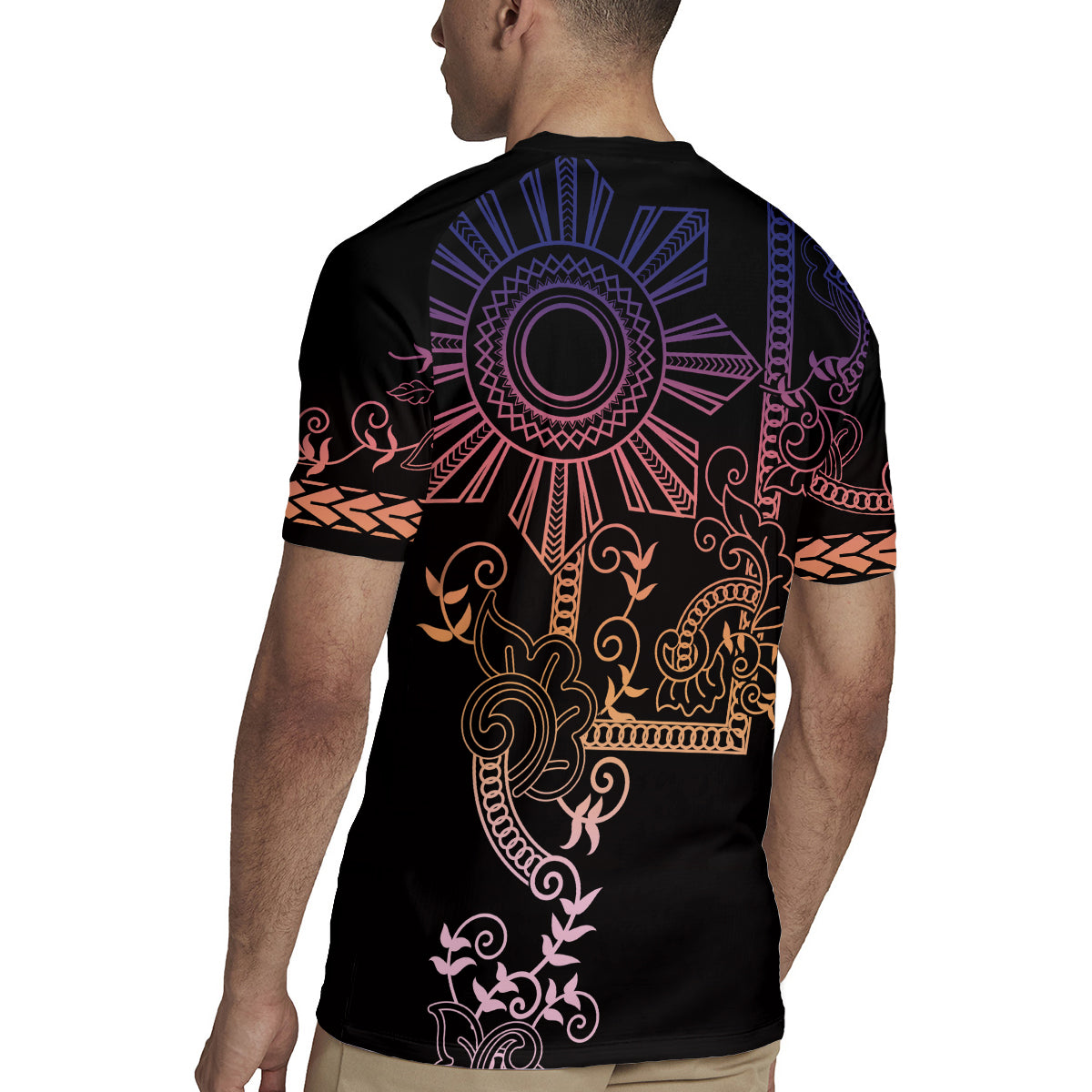 Filipino Sun Tribal Tattoo Rugby Jersey Philippines Inspired Barong Pink Art