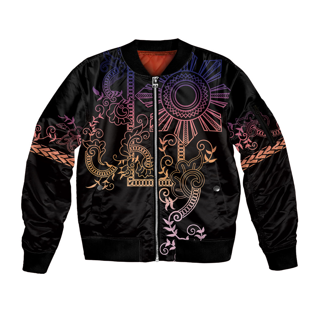 Filipino Sun Tribal Tattoo Sleeve Zip Bomber Jacket Philippines Inspired Barong Pink Art