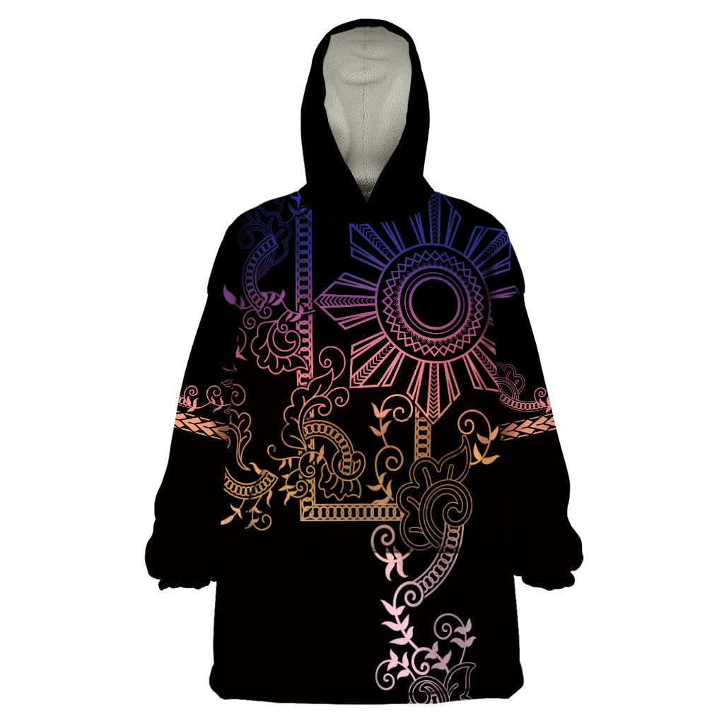 Filipino Sun Tribal Tattoo Wearable Blanket Hoodie Philippines Inspired Barong Pink Art