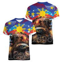 Philippines Lion and Eagle 1898 Women V-Neck T-Shirt Pilipinas Maligayang Araw ng Kalayaan