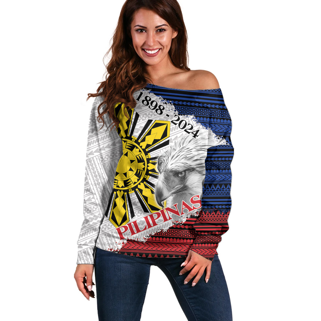 Philippines 126th Independence Day Off Shoulder Sweater Pilipinas Hunyo 12 Maligayang Araw ng Kalayaan