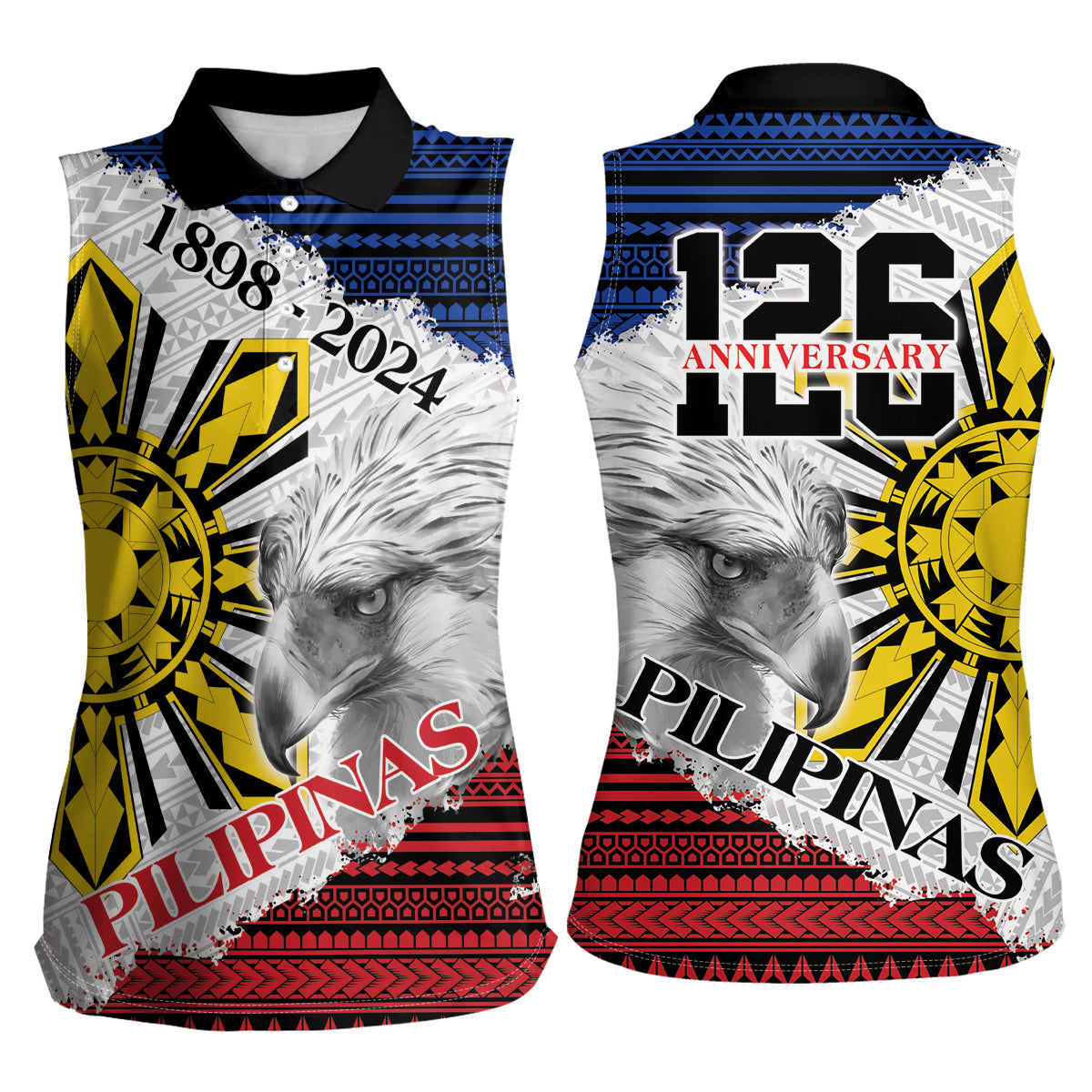 Philippines 126th Independence Day Women Sleeveless Polo Shirt Pilipinas Hunyo 12 Maligayang Araw ng Kalayaan
