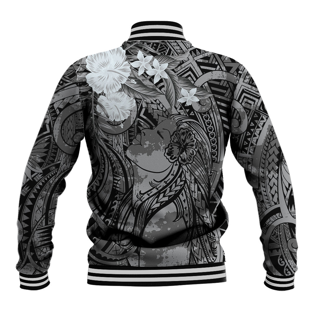 Pacific Beauty Girl Baseball Jacket Black Polyneisan Tribal Vintage Motif LT9 - Polynesian Pride