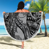 Pacific Beauty Girl Beach Blanket Black Polyneisan Tribal Vintage Motif LT9 - Polynesian Pride