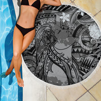 Pacific Beauty Girl Beach Blanket Black Polyneisan Tribal Vintage Motif LT9 - Polynesian Pride