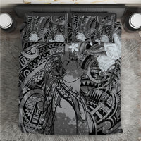 Pacific Beauty Girl Bedding Set Black Polyneisan Tribal Vintage Motif LT9 Black - Polynesian Pride