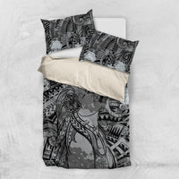 Pacific Beauty Girl Bedding Set Black Polyneisan Tribal Vintage Motif LT9 US Twin 172cm x 218cm Black - Polynesian Pride
