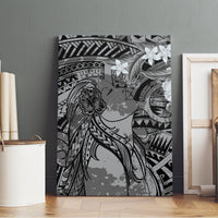 Pacific Beauty Girl Canvas Wall Art Black Polyneisan Tribal Vintage Motif LT9 - Polynesian Pride