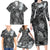 Pacific Beauty Girl Family Matching Long Sleeve Bodycon Dress and Hawaiian Shirt Black Polyneisan Tribal Vintage Motif