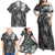 Pacific Beauty Girl Family Matching Off Shoulder Maxi Dress and Hawaiian Shirt Black Polyneisan Tribal Vintage Motif